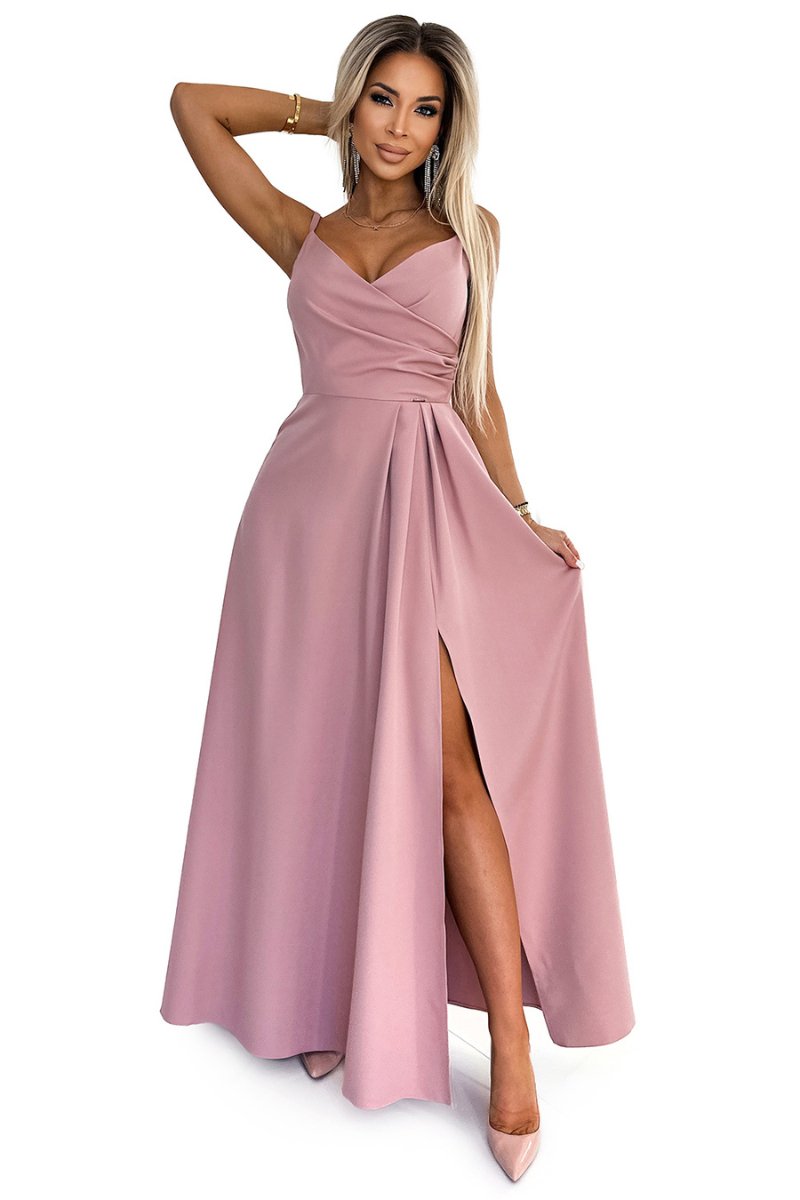 vestido de cerimónia comprido rosa BeStylish