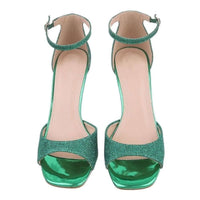 Sandálias de salto alto verdes com brilhantes BeStylish