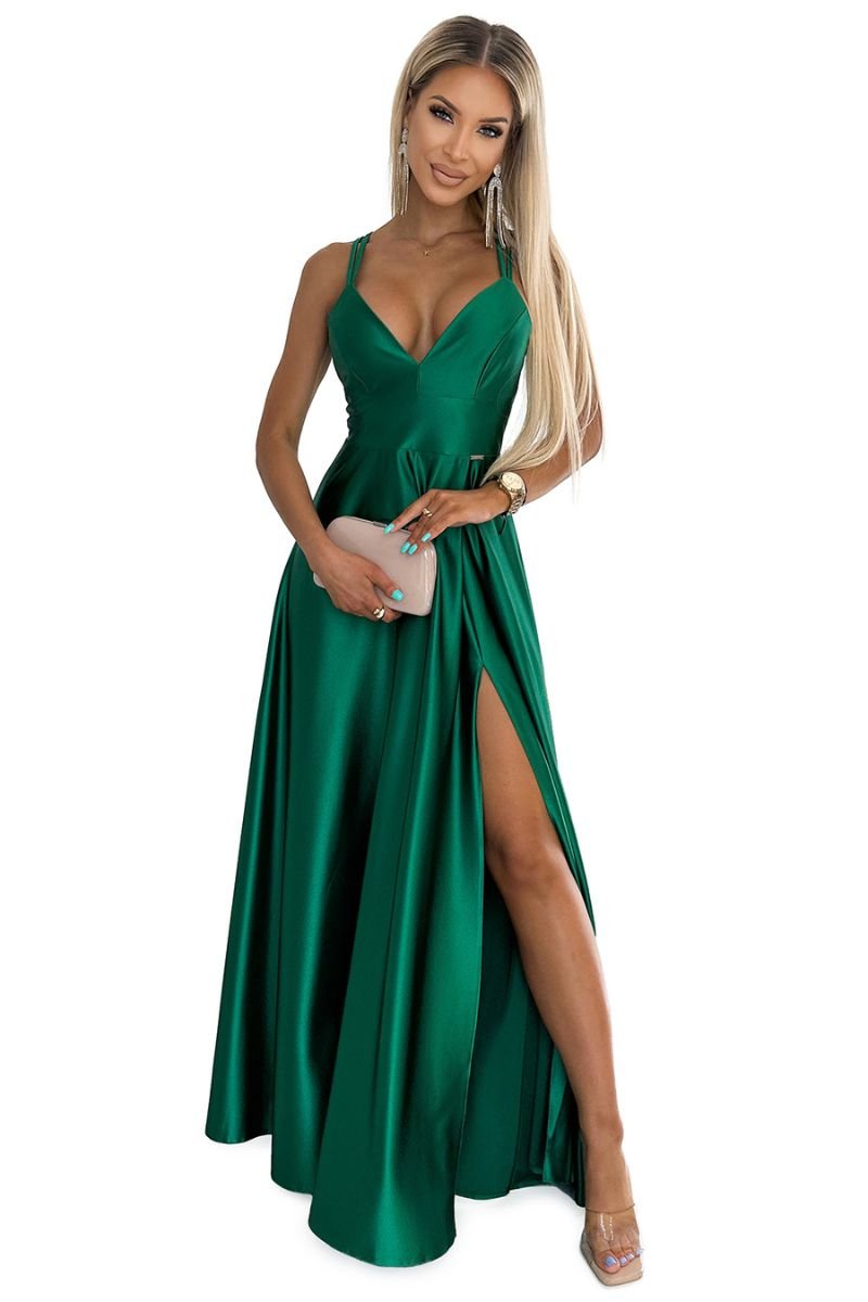 Vestido verde best sale de cetim