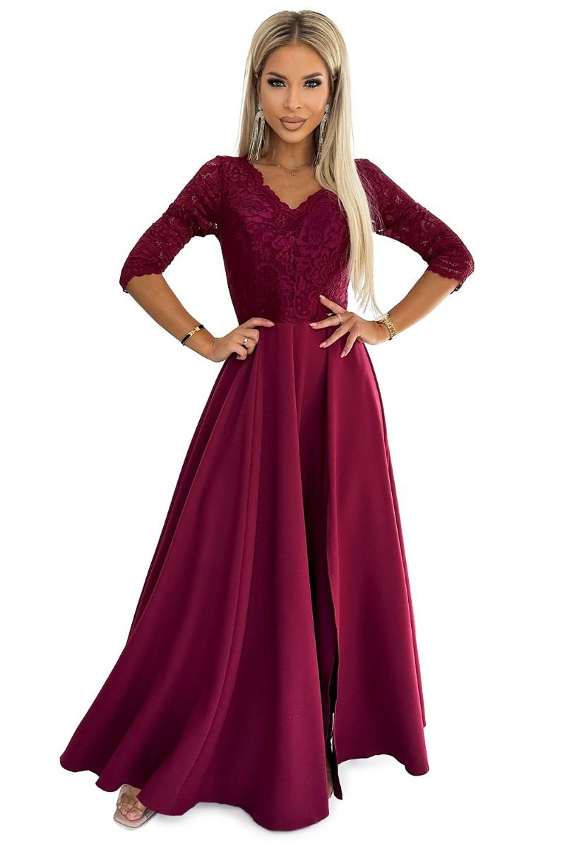 Vestido bordeaux hot sale comprido