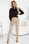 Blusa castanha de mangas compridas BeStylish