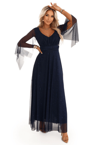Vestido de festa comprido azul navy com brilhantes BeStylish