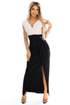 Vestido bicolor de cerimónia comprido com tecido brilhante BeStylish