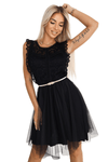 vestido de cerimónia com renda e tule preto BeStylish