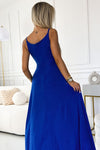 Vestido de cerimónia comprido brilhante com alças azul royal BeStylish