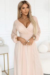 Vestido de casamento comprido pêssego em tule BeStylish 