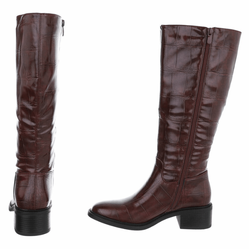 botas em pele bordeaux efeito croc BeStylish