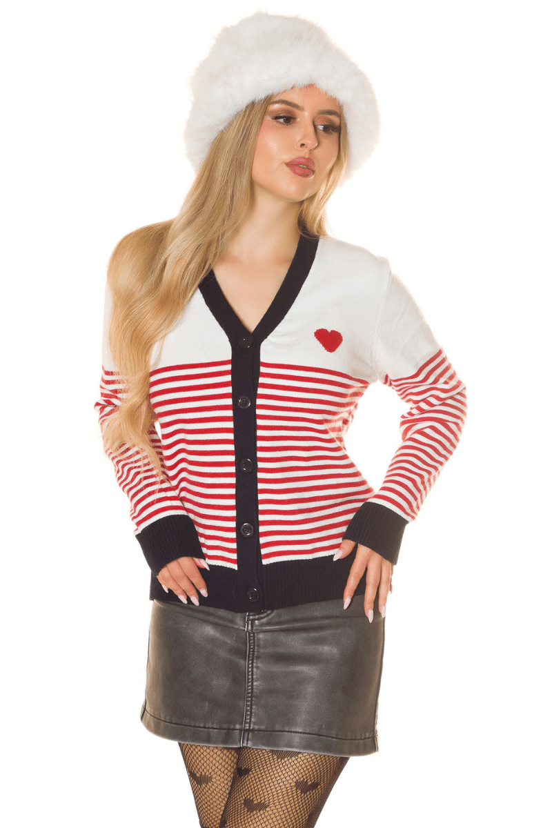 casaco de malha cardigan às riscas BeStylish