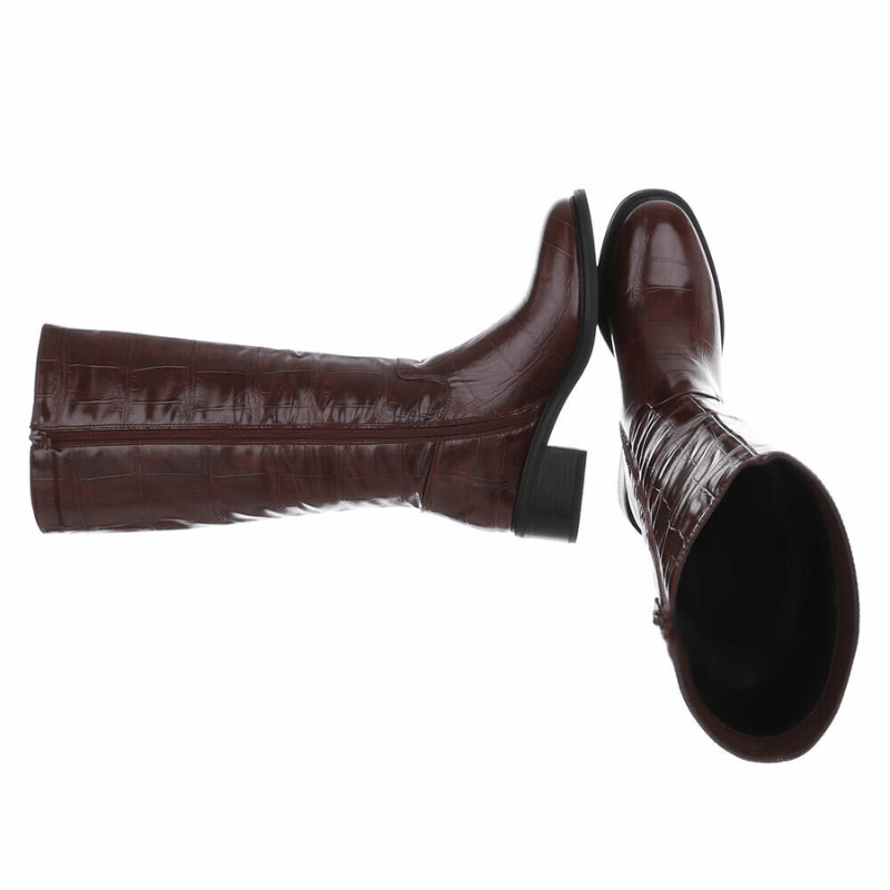 botas em pele bordeaux efeito croc BeStylish