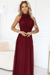 vestido de cerimónia comprido com brilho bordeaux BeStylish 