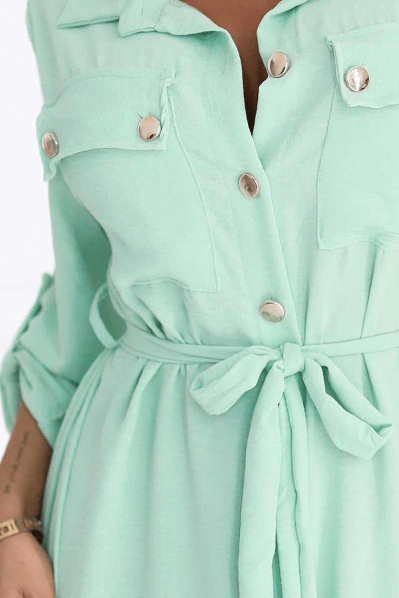 vestido comprido menta estilo camisa BeStylish 