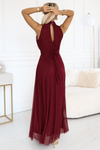 vestido de cerimónia comprido com brilho bordeaux BeStylish 