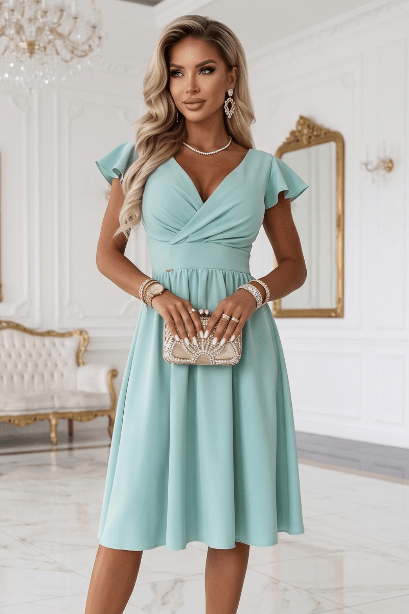 Vestido de cerimónia curto verde-pistácio BeStylish