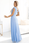 Vestido de cerimónia comprido azul bebé com brilho BeStylish