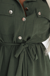 Vestido de cerimónia comprido caqui estilo camisa BeStylish