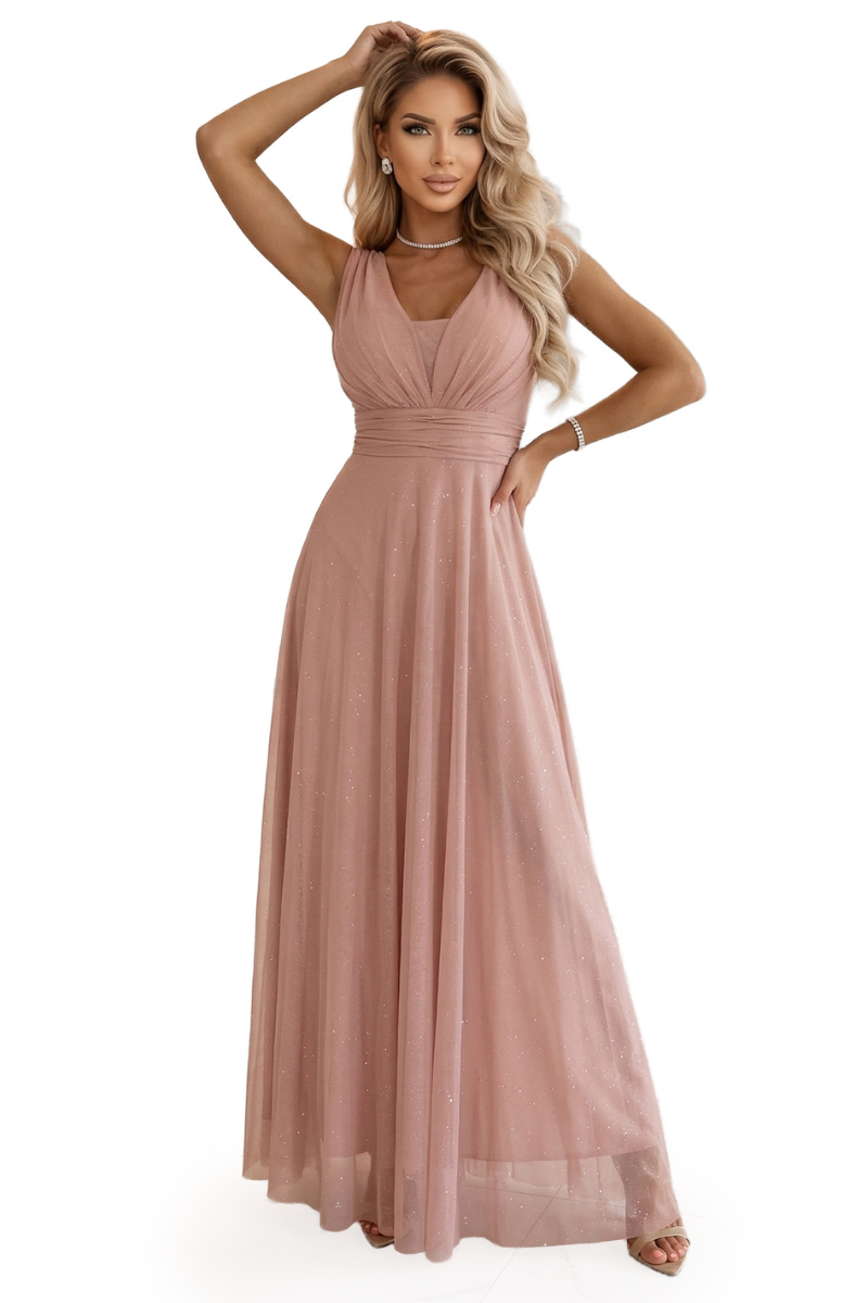 vestido de cerimónia comprido com tule rosa velho BeStylish