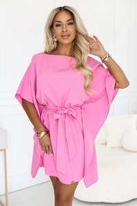 vestido de cerimónia rosa com efeito borboleta BeStylish 