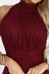 vestido de cerimónia comprido com brilho bordeaux BeStylish 