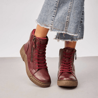 botins bordeaux com atacadores e fecho BeStylish