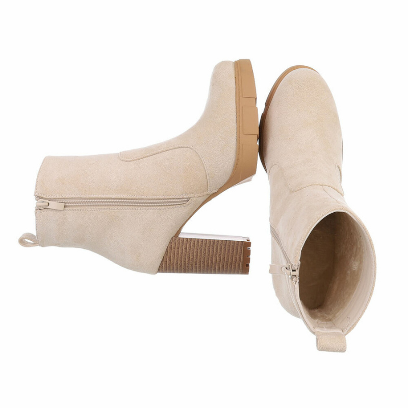 botins beges de camurça de salto alto BeStylish