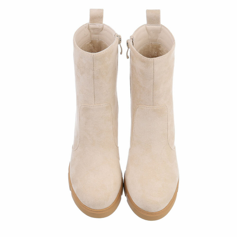 botins beges de camurça de salto alto BeStylish