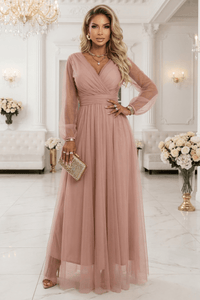 Vestido de casamento comprido rosa velho em tule BeStylish 