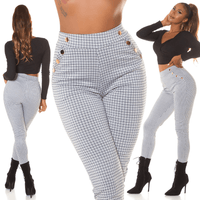 leggings cremes de citura subida com padrão tartan BeStylish 