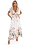 Vestido de cerimónia comprido creme floral em cetim BeStylish 