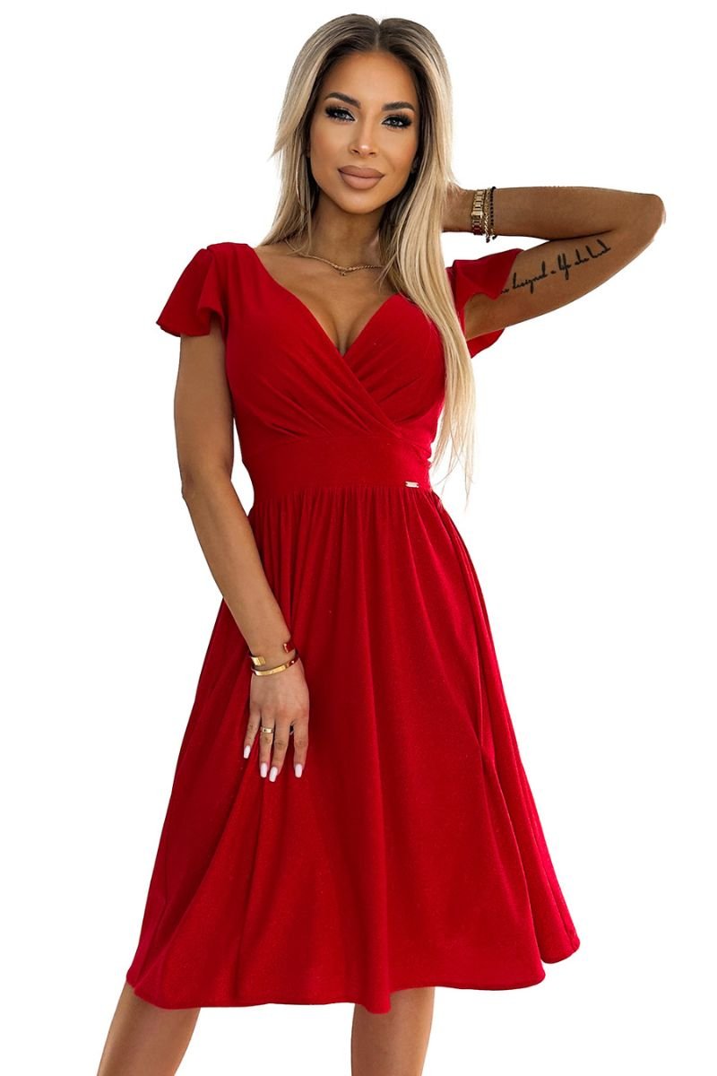 Vestido de cerimónia médio brilhante vermelho BeStylish