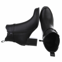 Botins pretos de pele com salto grosso  BeStylish