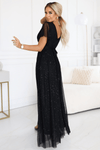 vestido de cerimónia comprido preto brilhante BeStylish 