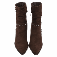 botins castanhos chocolate em camurça com tachas BeStylish