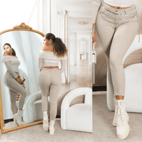 jeans beges de cintura subida BeStylish 