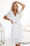 Vestido médio com bolinhas polka dots branco BeStylish 
