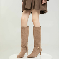 Botas caqui de camurça cano largo BeStylish