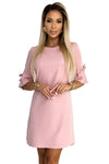 Vestido de cerimónia brilhante trapezoidal com mangas 3/4 rosa velho BeStylish