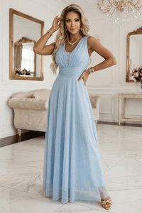 vestido de festa comprido azul celeste BeStylish