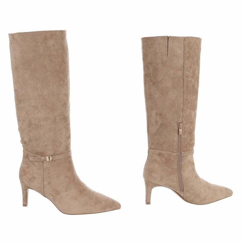 Botas caqui de camurça cano largo BeStylish