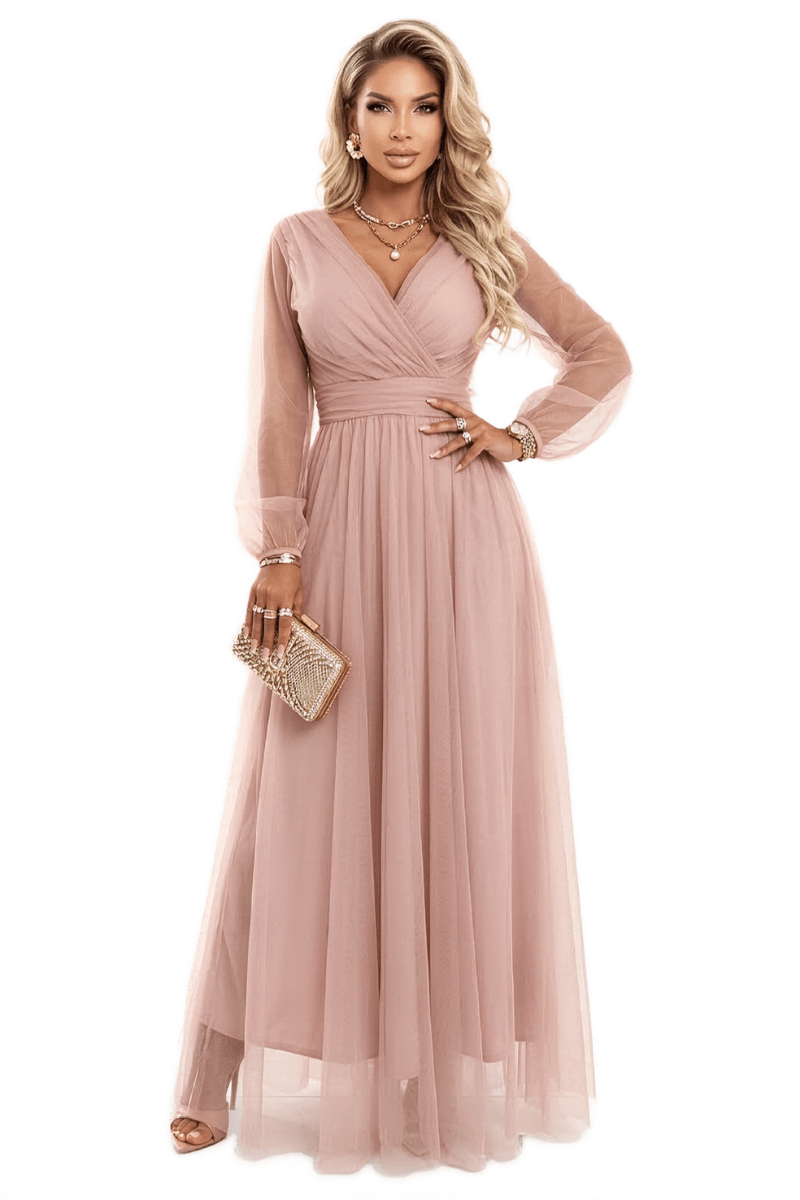 Vestido de casamento comprido rosa velho em tule BeStylish 