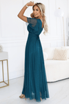 vestido de cerimónia comprido verde brilhante BeStylish
