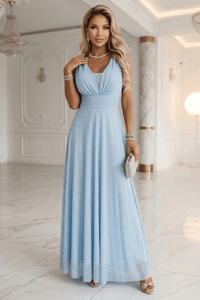 vestido de festa comprido azul celeste BeStylish