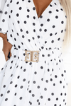 Vestido médio com bolinhas polka dots branco BeStylish 