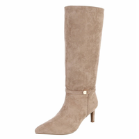 Botas caqui de camurça cano largo BeStylish