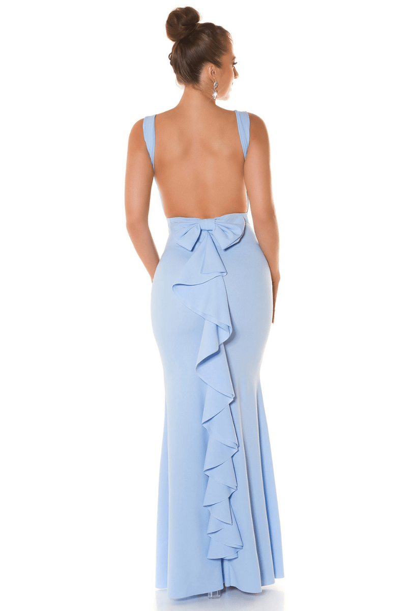 vestido de cerimónia comprido azul bebé estilo sereia BeStylish 