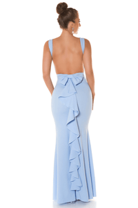 vestido de cerimónia comprido azul bebé estilo sereia BeStylish 