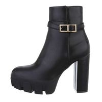 Botins pretos pele de salto alto BeStylish