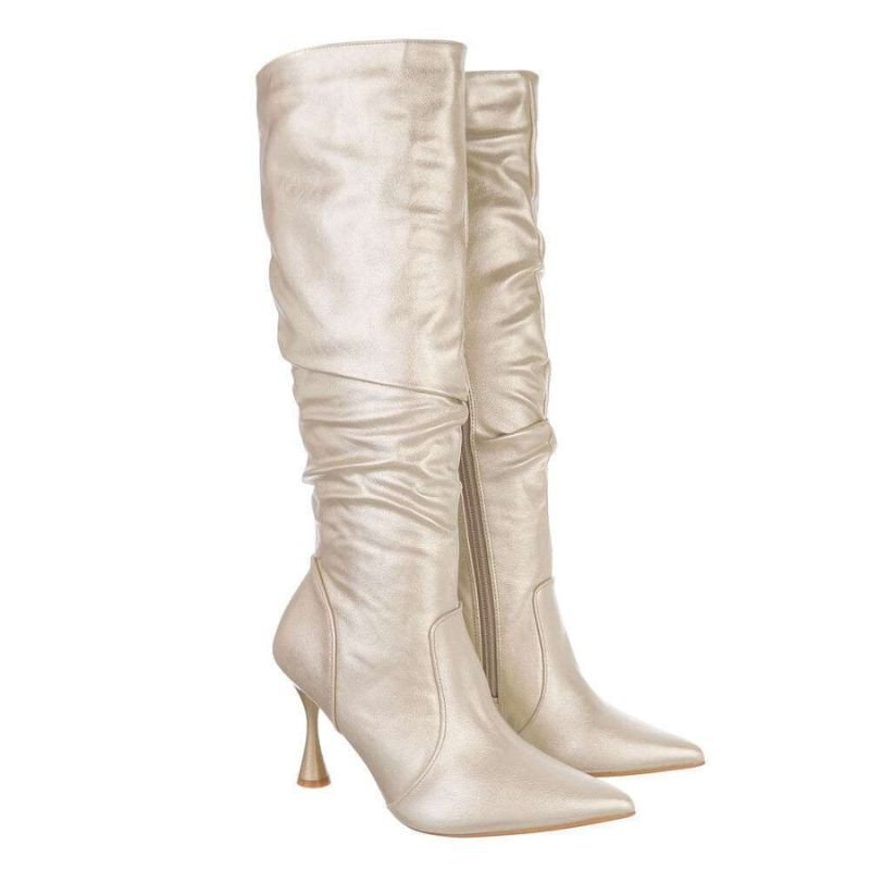 Botas douradas de salto alto BeStylish 