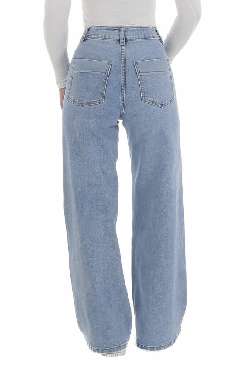 Jeans calças de ganga largas de citura subida BeStylish 