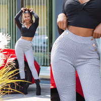 leggings cremes de citura subida com padrão tartan BeStylish 