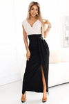 Vestido bicolor de cerimónia comprido com tecido brilhante BeStylish